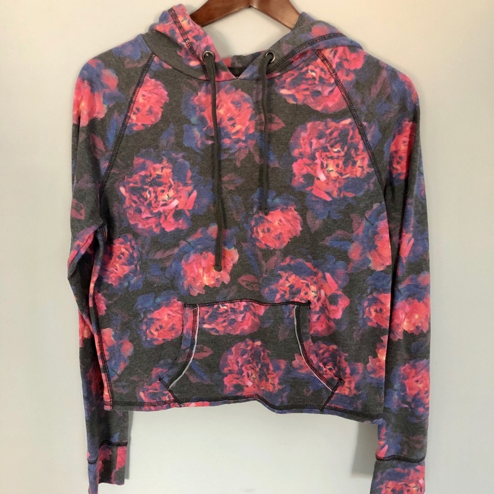 grey floral hoodie